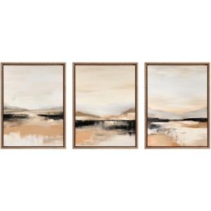 imageKate and Laurel Sylvie Peaceful Landscape I II and III Framed Canvas Wall Art Set by Amy Lighthall 3 Piece Set Beaded Gold Modern Soft Mountain Valley Art for Wall