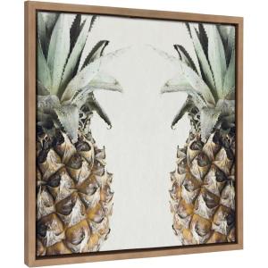 imageKate and Laurel Sylvie Pineapples Framed Canvas Wall Art by Emiko and Mark Franzen of F2Images 22x22 Gold Tropical Fruit Art for Wall