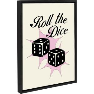 imageKate and Laurel Sylvie Roll The Dice Pink Framed Canvas Wall Art by Alli Standefer 18x24 Black Cute Casino Dice Art for Wall