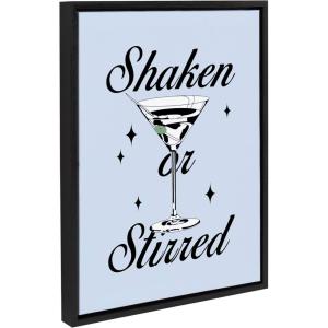 imageKate and Laurel Sylvie Shaken or Stirred Blue Framed Canvas Wall Art by Alli Standefer 18x24 Black Cute Martini Glass Art for Wall