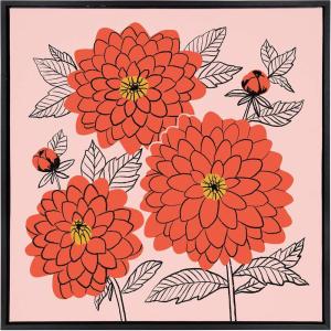 imageKate and Laurel Sylvie Sketchy Dahlias Framed Canvas Wall Art by Maria Filar 24x24 Black Chic Floral Art for Wall