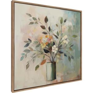 imageKate and Laurel Sylvie Traditional Boho Floral Botanical I Framed Canvas Wall Art by The Creative Bunch Studio 30x30 Gold Soft Flower Bouquet Art for Wall