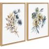 imageKate and Laurel Sylvie Yellow Roses and Muted Blue Flowers Framed Canvas Wall Art Set by Sara Berrenson 2 Piece 18x24 Natural Soft Neutral Flower Bouquet Art for Wall