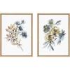 imageKate and Laurel Sylvie Yellow Roses and Muted Blue Flowers Framed Canvas Wall Art Set by Sara Berrenson 2 Piece 18x24 Natural Soft Neutral Flower Bouquet Art for Wall