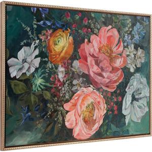 imageKate and Laurel Sylvie Beaded AQ Peony Bouquet Vintage Framed Canvas Wall Art by Annie Quigley 415x315 Beaded Gold Stunning Flower Art for Wall