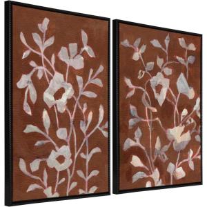 imageKate and Laurel Sylvie Beaded Botanical Harmony I and II Vintage Framed Canvas Wall Art Set by Nikita Jariwala 2 Piece Set 28x38 Beaded Black Botanical TwoPiece Framed Art Set for Wall