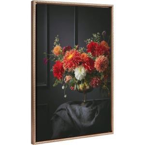 imageKate and Laurel Sylvie Beaded Floral Study Black Offset Vintage Framed Canvas Wall Art by Emiko and Mark Franzen of F2Images 23x33 Beaded Gold Stunning Flower Photography Art for Wall
