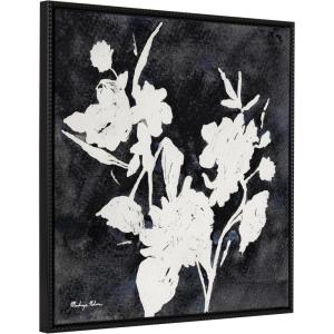 imageKate and Laurel Sylvie Beaded Wildflowers Vintage Framed Canvas Wall Art by Mackenzie Nelson 30x30 Beaded Black BlackandWhite Floral Art for Wall