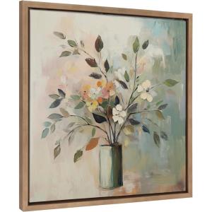 imageKate and Laurel Sylvie Traditional Boho Floral Botanical I Framed Canvas Wall Art by The Creative Bunch Studio 22x22 Gold Soft Flower Bouquet Art for Wall