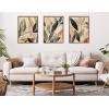 imageKate and Laurel Sylvie Abstract Blue and Gray Earth Tone Botanical Framed Canvas Wall Art Set by The Creative Bunch Studio 3 Piece Set Beaded Gold Plant Leaves Art for Wall