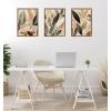 imageKate and Laurel Sylvie Abstract Blue and Gray Earth Tone Botanical Framed Canvas Wall Art Set by The Creative Bunch Studio 3 Piece Set Beaded Gold Plant Leaves Art for Wall