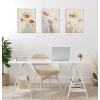 imageKate and Laurel Sylvie Neutral Blue Elegant Country Wildflowers Framed Canvas Wall Art Set by The Creative Bunch Studio 3 Piece Set Beaded White Soft Floral Art for WallBeaded White