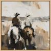 imageKate and Laurel Sylvie Western Cowboy Horseback Ranch Abstract Neutral 1 Framed Canvas Wall Art by The Creative Bunch Studio 30x30 Natural Modern Abstract Cowboy Art for Wall