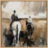 imageKate and Laurel Sylvie Western Cowboy Horseback Ranch Abstract Neutral 2 Framed Canvas Wall Art by The Creative Bunch Studio 30x30 Natural Modern Abstract Cowboy Art for Wall