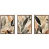 imageKate and Laurel Sylvie Abstract Blue and Gray Earth Tone Botanical Framed Canvas Wall Art Set by The Creative Bunch Studio 3 Piece Set Beaded Gold Plant Leaves Art for Wall