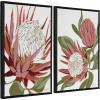 imageKate and Laurel Sylvie Beaded King Protea and King Protea 2 Vintage Framed Canvas Wall Art Set by Mackenzie Nelson 2 Piece Set 23x33 Beaded Black Botanical TwoPiece Framed Art Set for Wall