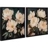 imageKate and Laurel Sylvie Beautiful Painterly Floral Bouquets Framed Canvas Wall Art Set 2 Piece 22x22 Beaded Black Botanical TwoPiece Framed Art Set for Wall