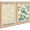 imageKate and Laurel Sylvie Flower Market 1 and 2 Framed Canvas Wall Art Set by Carrie Cantwell 2 Piece Set 18x24 Natural Botanical TwoPiece Framed Art Set for Wall