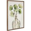 imageKate and Laurel Sylvie Greenery Vase Framed Linen Textured Canvas Wall Art by Sara Berrenson 23x33 Gold Botanical Leaf Art for WallGold