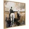 imageKate and Laurel Sylvie Western Cowboy Horseback Ranch Abstract Neutral 2 Framed Canvas Wall Art by The Creative Bunch Studio 30x30 Natural Modern Abstract Cowboy Art for Wall