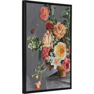 imageKate and Laurel Sylvie Beaded Floral Emergence Vintage Framed Canvas Wall Art by Mackenzie Nelson 23x33 Beaded Black Stunning Flower Art for Wall