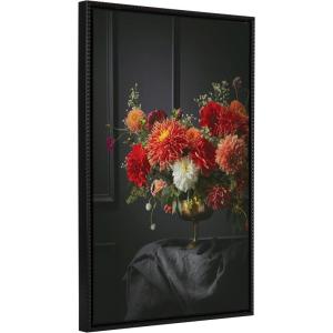 imageKate and Laurel Sylvie Beaded Floral Study Black Offset Vintage Framed Canvas Wall Art by Emiko and Mark Franzen of F2Images 23x33 Beaded Black Stunning Flower Photography Art for Wall