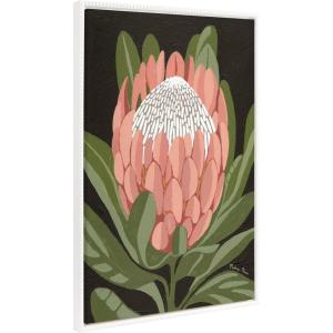 imageKate and Laurel Sylvie Beaded Protea Noire Vintage Framed Canvas Wall Art by Mackenzie Nelson 23x33 Beaded White Colorful Flower Art for Wall