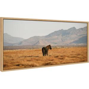 imageKate and Laurel Sylvie Icelandic Horses No 3 Framed Canvas Wall Art by Crystal Lynn Collins 40x18 Natural Stunning Nature Landscape Art for Wall