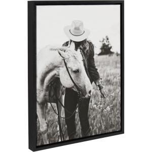 imageKate and Laurel Sylvie Photo Silver Horse Framed Canvas Wall Art by The Whiskey Ginger 18x24 Black Western Photography Art for Wall