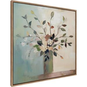 imageKate and Laurel Sylvie Traditional Boho Floral Botanical II Framed Canvas Wall Art by The Creative Bunch Studio 30x30 Gold Soft Flower Bouquet Art for Wall