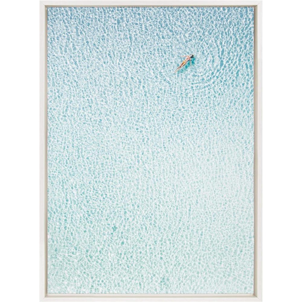 imageDesignOvation Sylvie Woman Floating Framed Canvas by Amy Peterson 23x33 White Calming Colorful Wall Decor for Living Room Bedroom Office Or Entryway