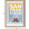 imageKate and Laurel Blake Stamp San Francisco Framed Printed Glass Wall Art by Rocket Jack 18 x 24 Natural Decorative Travel Art for Wall