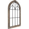 imageKate and Laurel Rennell Farmhouse Arched Wall Art Plaque 19 x 36 Walnut Brown and Black Wood and Metal Windowpane Wall Decor for Use as Fireplace Mantel Decor or Entryway Wall AccentRustic Brown