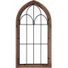 imageKate and Laurel Rennell Farmhouse Arched Wall Art Plaque 19 x 36 Walnut Brown and Black Wood and Metal Windowpane Wall Decor for Use as Fireplace Mantel Decor or Entryway Wall AccentDark Brown