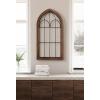 imageKate and Laurel Rennell Farmhouse Arched Wall Art Plaque 19 x 36 Walnut Brown and Black Wood and Metal Windowpane Wall Decor for Use as Fireplace Mantel Decor or Entryway Wall AccentDark Brown