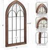 imageKate and Laurel Rennell Farmhouse Arched Wall Art Plaque 19 x 36 Walnut Brown and Black Wood and Metal Windowpane Wall Decor for Use as Fireplace Mantel Decor or Entryway Wall AccentDark Brown