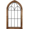 imageKate and Laurel Rennell Farmhouse Arched Wall Art Plaque 19 x 36 Walnut Brown and Black Wood and Metal Windowpane Wall Decor for Use as Fireplace Mantel Decor or Entryway Wall AccentRustic Brown