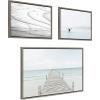 imageKate and Laurel Sylvie Beach Canvas Wall Art Collection by Pete Olson and Amy Peterson Set of 3 16x20 and 23x33 Gray Chic Coastal Art Set for Wall