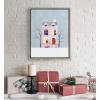 imageKate and Laurel Sylvie Christmas Pink House Framed Canvas Wall Art by Maja Tomljanovic 18x24 Gray Holiday Inspired Art
