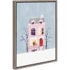 imageKate and Laurel Sylvie Christmas Pink House Framed Canvas Wall Art by Maja Tomljanovic 18x24 Gray Holiday Inspired Art