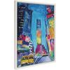 imageKate and Laurel Sylvie New York Time Square Study No 4 Framed Canvas Wall Art by Rachel Christopoulos 18x24 White Modern Travel Art for Walls