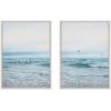 imageKate and Laurel Sylvie Ocean Swim Left and Right Framed Canvas Wall Art Set by Stephanie Klatt 2 Piece Set 18x24 White Coastal Ocean Natural Wall Dcor Art Set