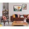 imageKate and Laurel Sylvie Sun Flock Framed Canvas Wall Art by Rachel Lee of My Dream Wall 18x24 Natural Colorful Ocean and Dog Sunset ArtBrown