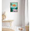 imageKate and Laurel Sylvie Sun Flock Framed Canvas Wall Art by Rachel Lee of My Dream Wall 18x24 Natural Colorful Ocean and Dog Sunset ArtNatural