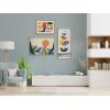 imageKate and Laurel Sylvie Sun Flock Framed Canvas Wall Art by Rachel Lee of My Dream Wall 18x24 Natural Colorful Ocean and Dog Sunset ArtNatural