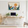 imageKate and Laurel Sylvie Sun Flock Framed Canvas Wall Art by Rachel Lee of My Dream Wall 18x24 Natural Colorful Ocean and Dog Sunset ArtNatural