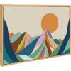 imageKate and Laurel Sylvie Sun Flock Framed Canvas Wall Art by Rachel Lee of My Dream Wall 18x24 Natural Colorful Ocean and Dog Sunset ArtNatural