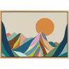 imageKate and Laurel Sylvie Sun Flock Framed Canvas Wall Art by Rachel Lee of My Dream Wall 18x24 Natural Colorful Ocean and Dog Sunset ArtNatural