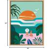 imageKate and Laurel Sylvie Sun Flock Framed Canvas Wall Art by Rachel Lee of My Dream Wall 18x24 Natural Colorful Ocean and Dog Sunset ArtNatural