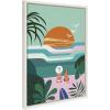 imageKate and Laurel Sylvie Sun Flock Framed Canvas Wall Art by Rachel Lee of My Dream Wall 18x24 Natural Colorful Ocean and Dog Sunset ArtWhite